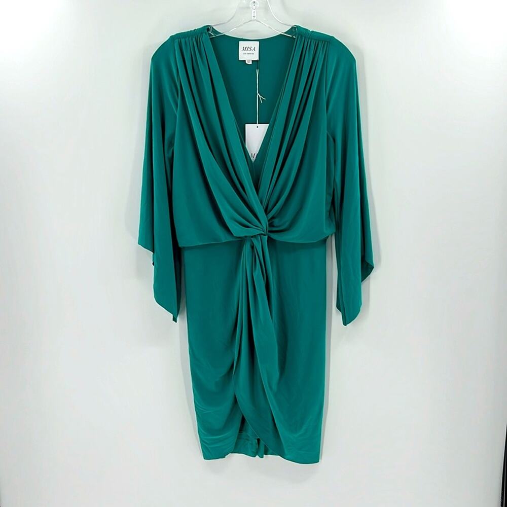 Misa Los Angeles Teget Draped Mini Cocktail Dress - Teal - XS - NWT
